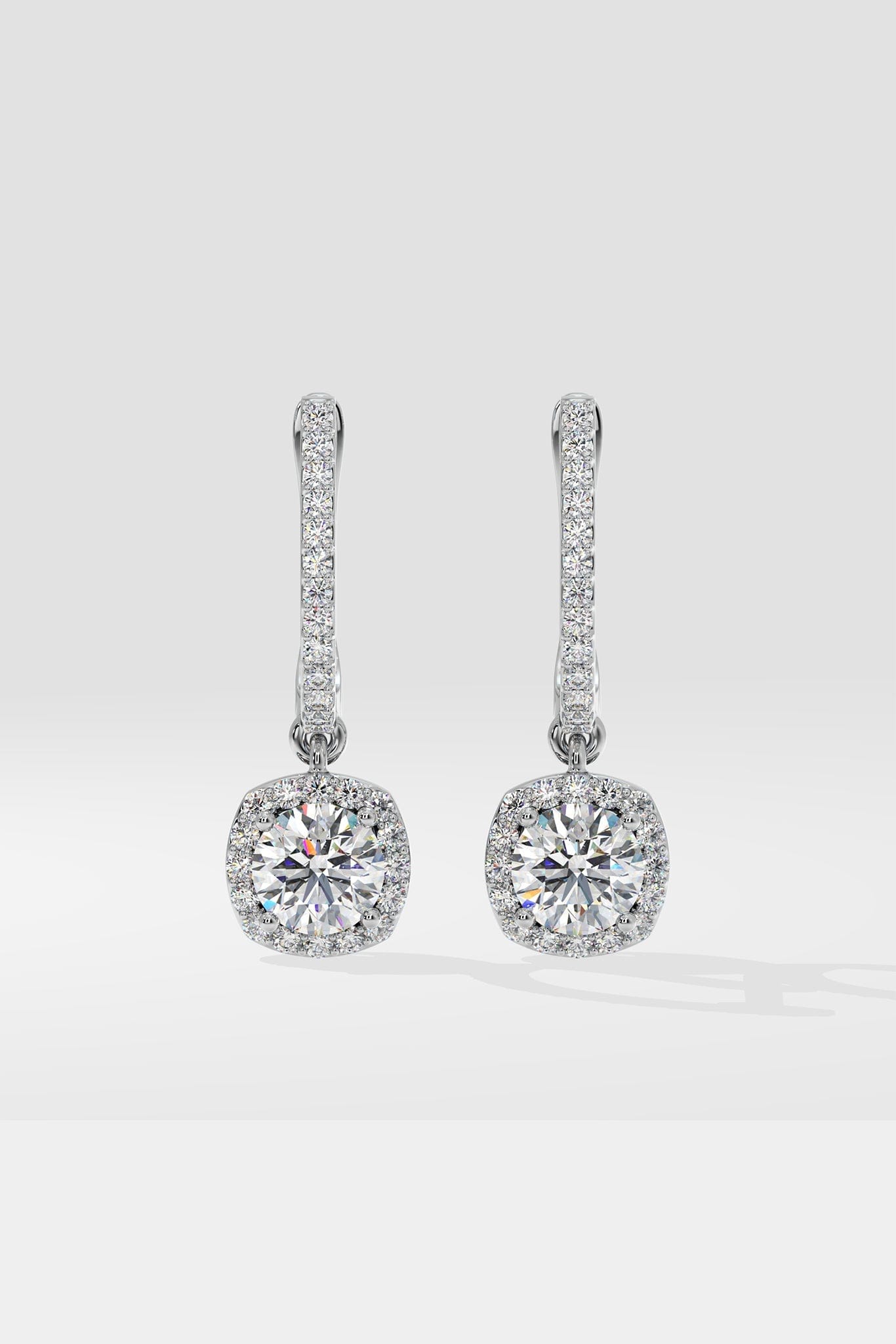 Cushion Halo Solitaire Drop Danglers