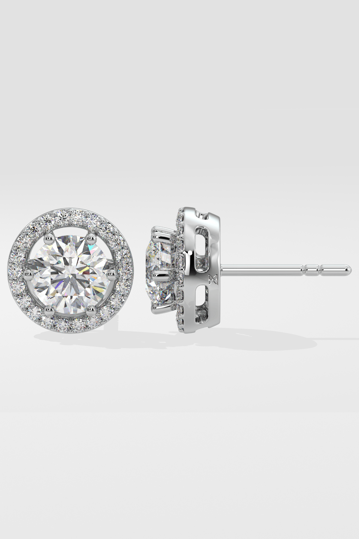 2 ct Solitaire Halo Earrings