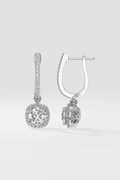 Cushion Halo Solitaire Drop Danglers