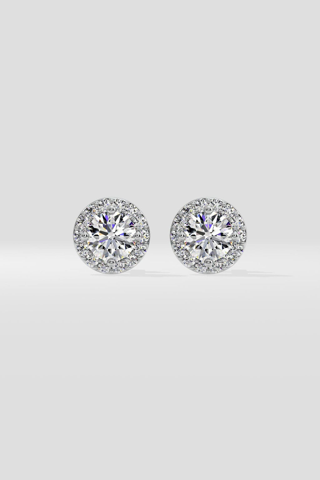 1 ct Solitaire Halo Studs