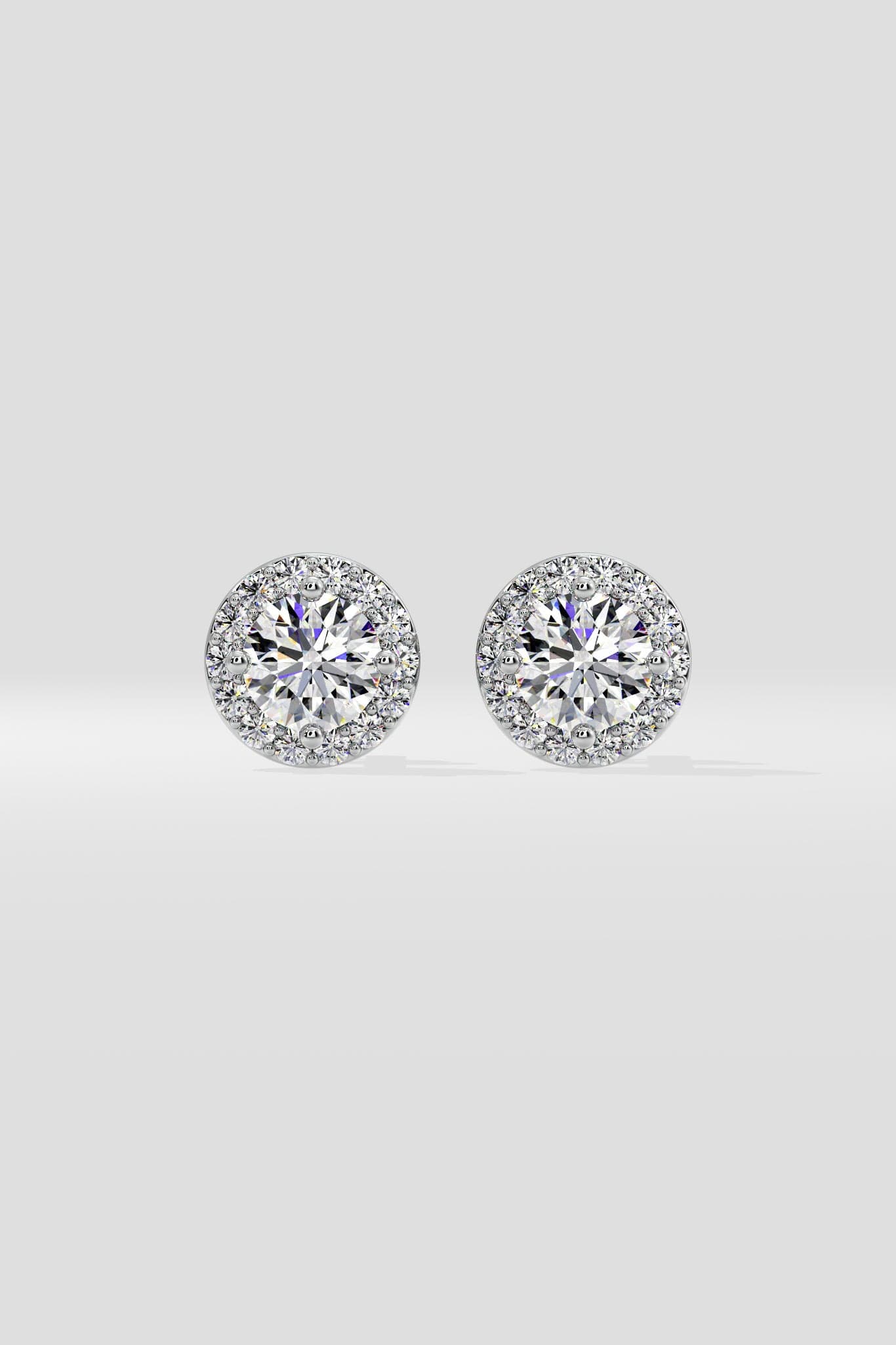 1 ct Solitaire Halo Studs