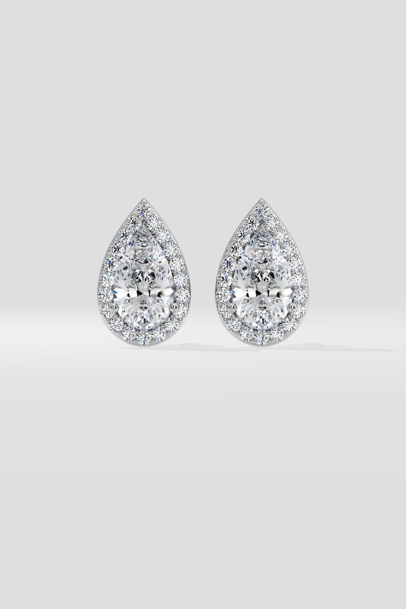 2 ct Pear Solitaire Halo Earrings