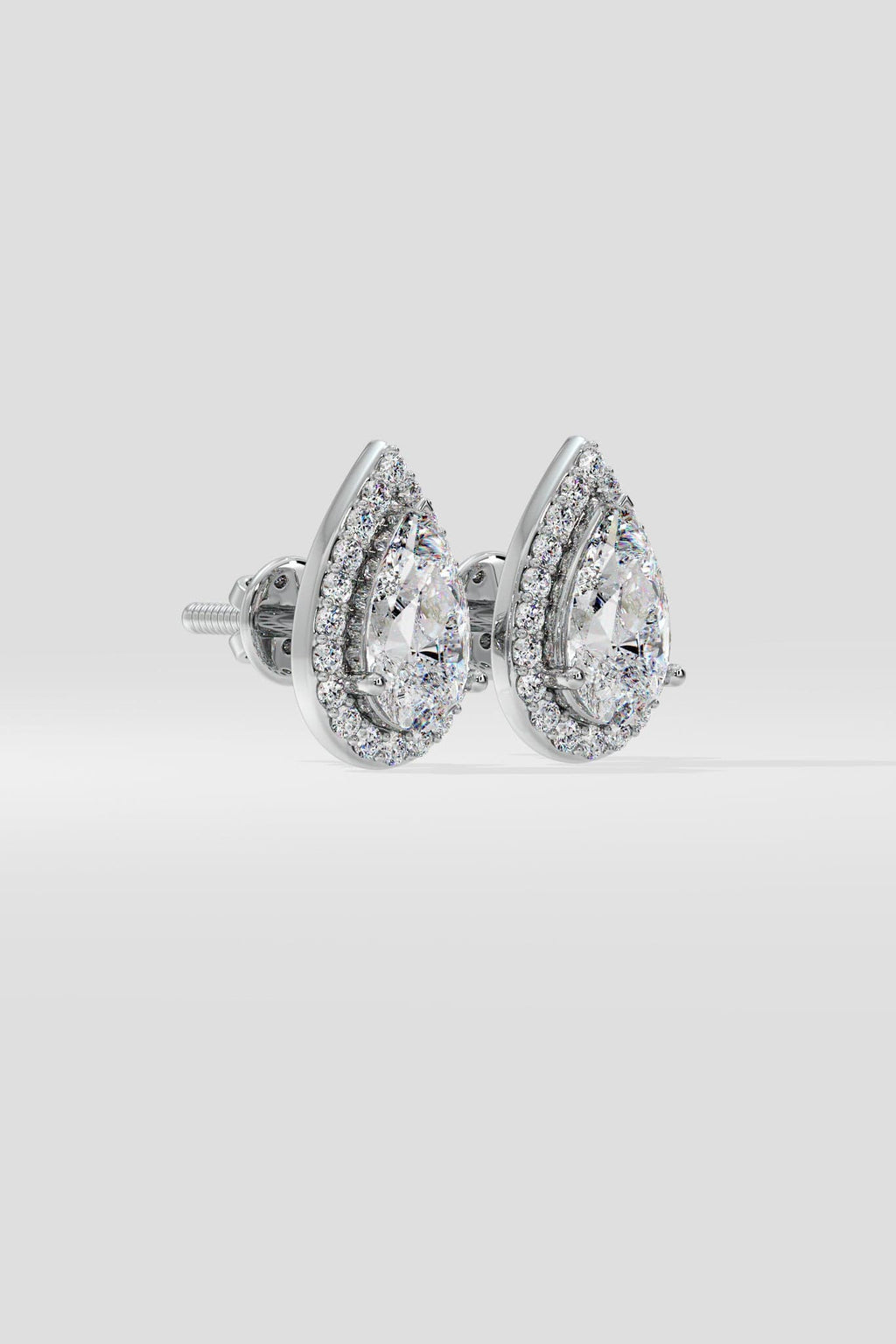 2 ct Pear Solitaire Halo Earrings