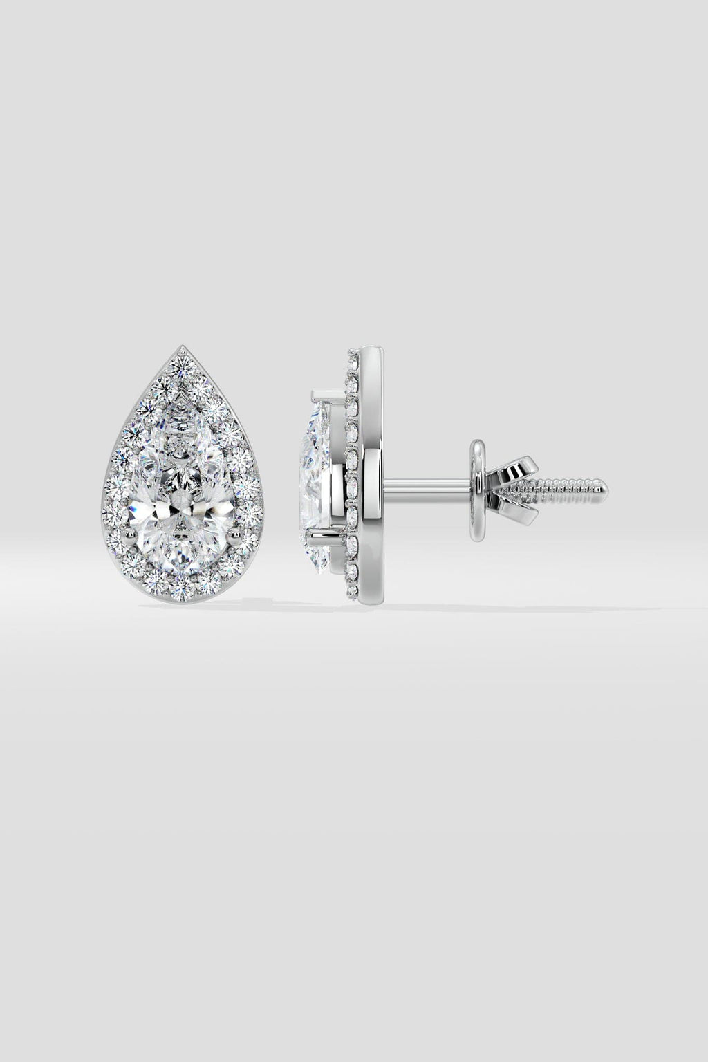 2 ct Pear Solitaire Halo Earrings