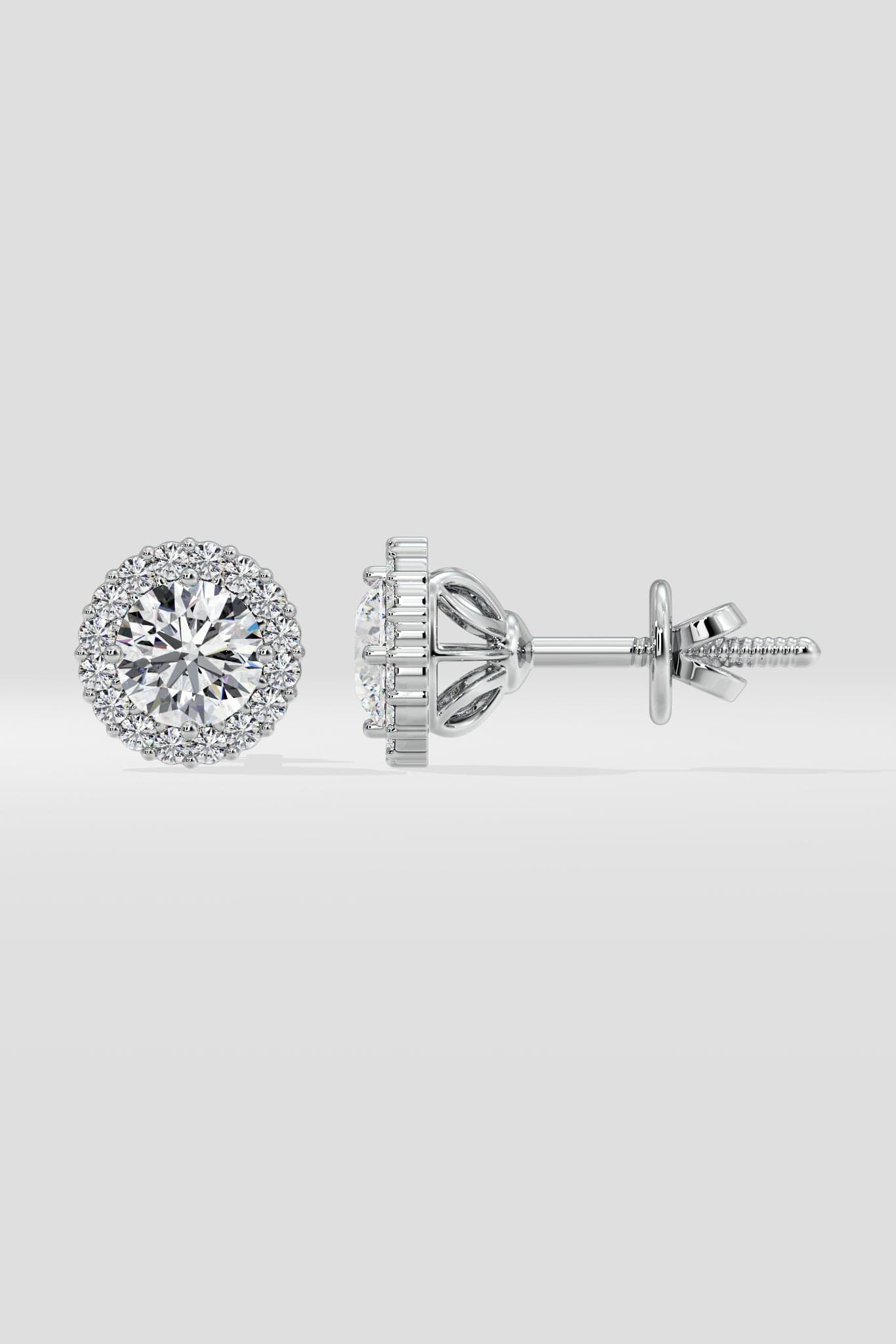 1 ct Scalloped Halo Earrings