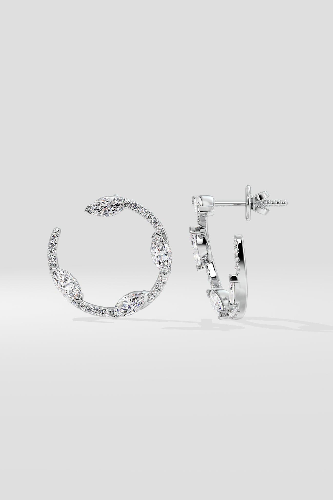 Spaced Marquise Front Hoops