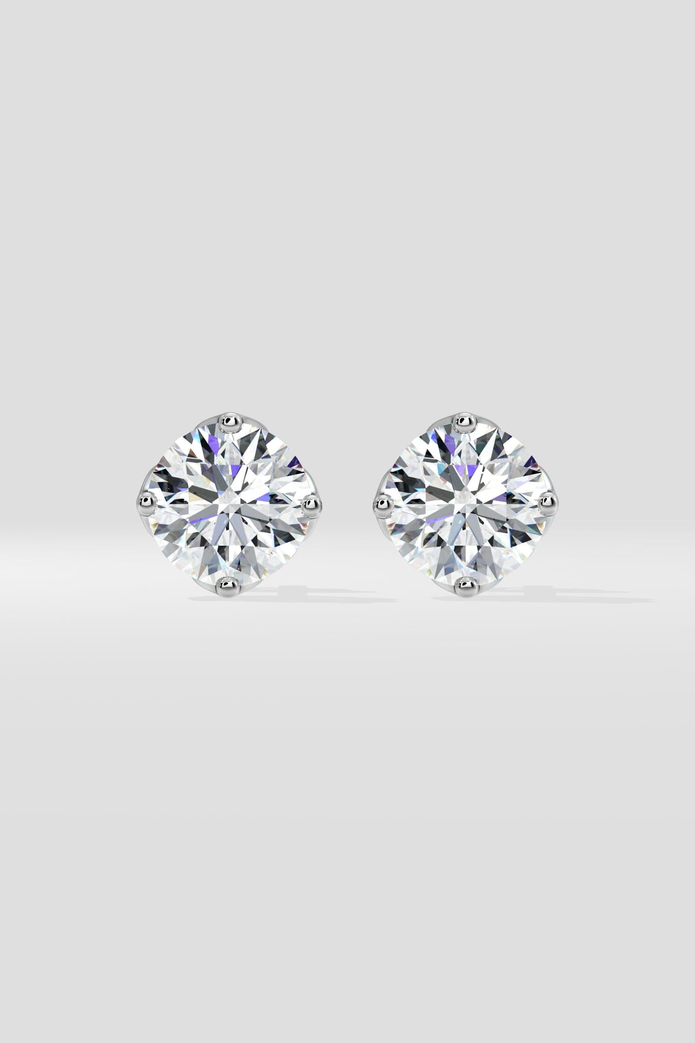 3 ct Solitaire Lotus Studs