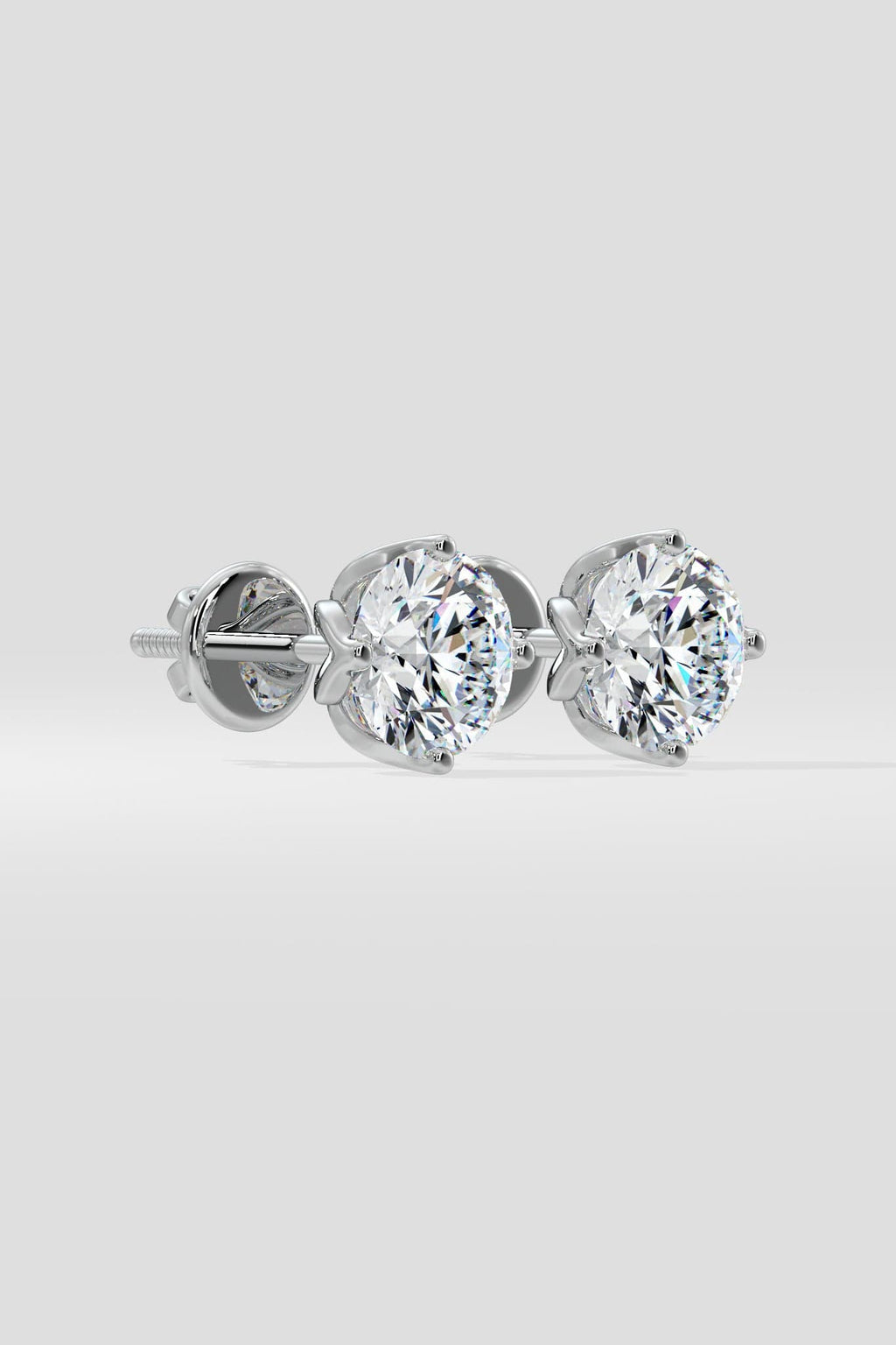 3 ct Solitaire Lotus Studs