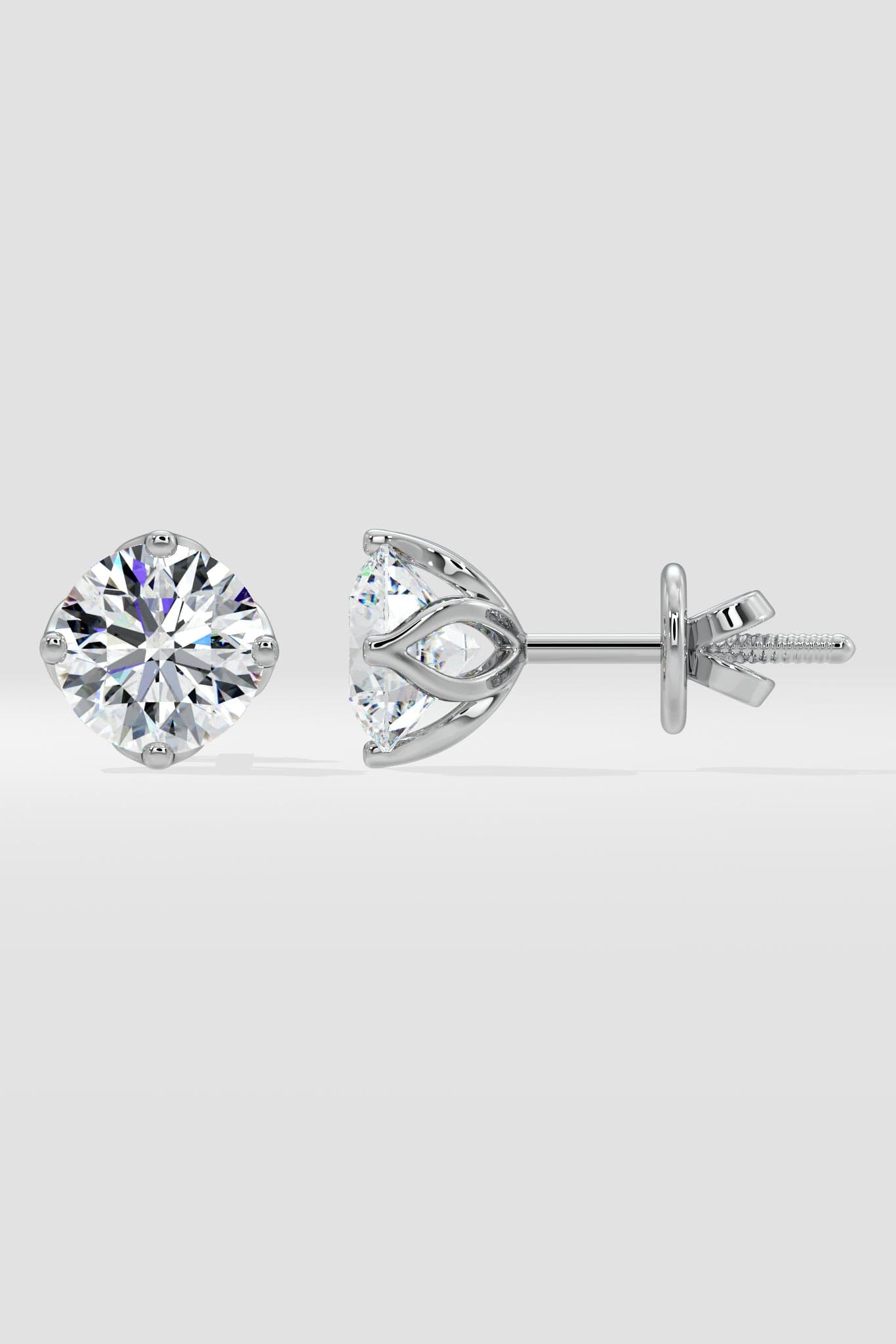 3 ct Solitaire Lotus Studs