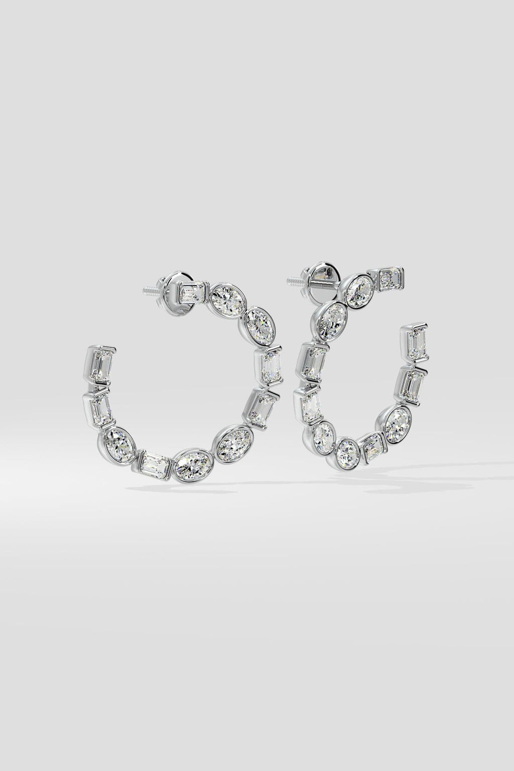 Oval Emerald Diamond Front Hoops