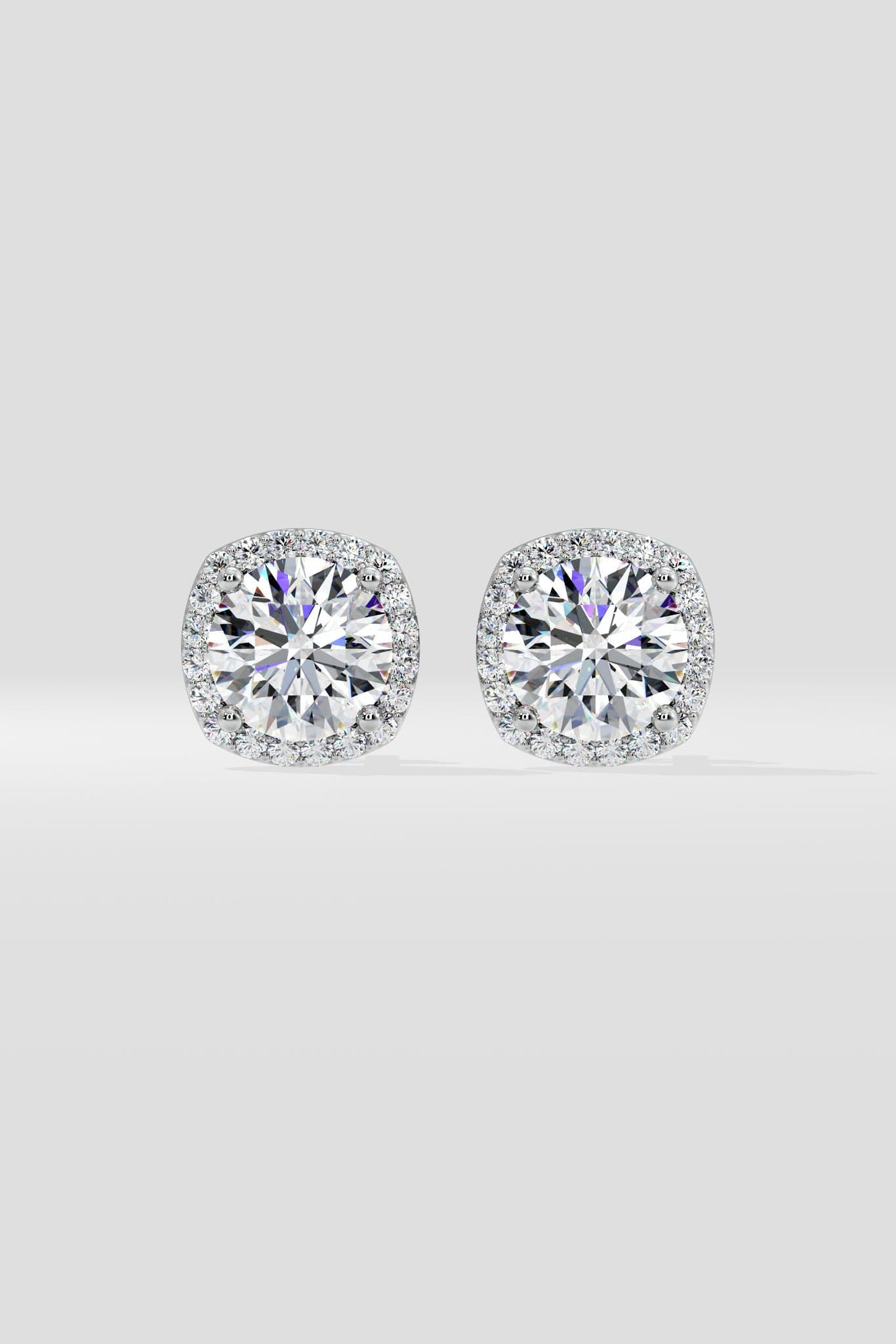 2 ct Cushion Halo Studs