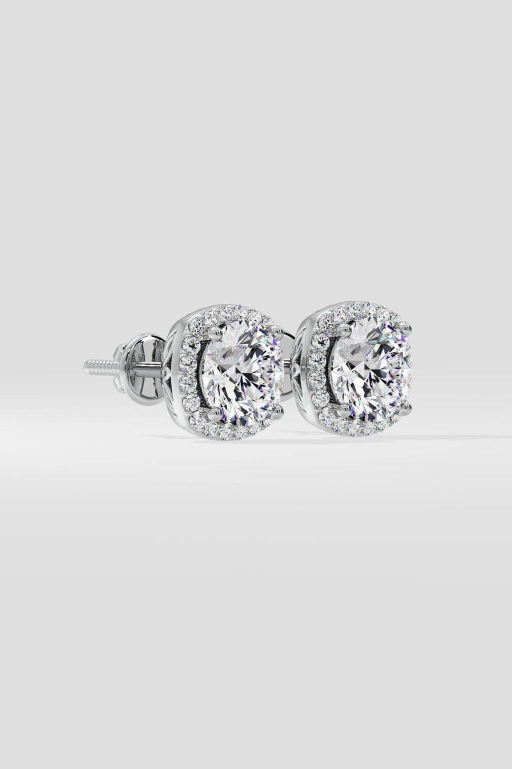 2 ct Cushion Halo Studs
