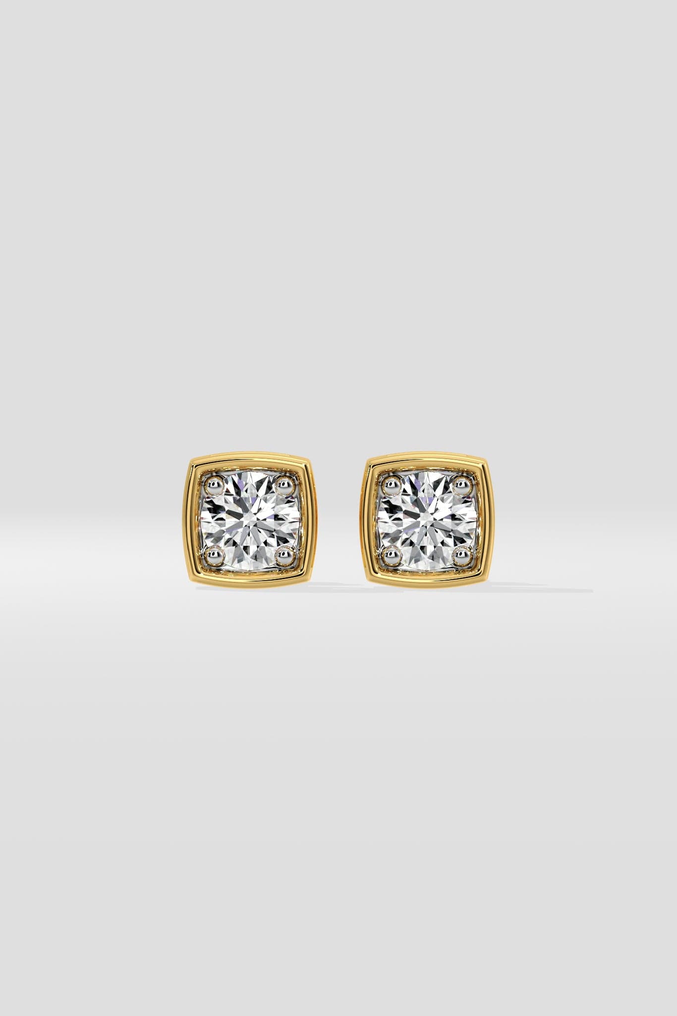 1 ct Bezel Cushion Studs