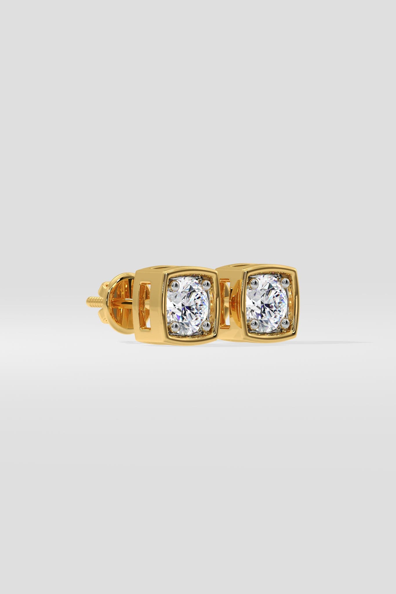1 ct Bezel Cushion Studs