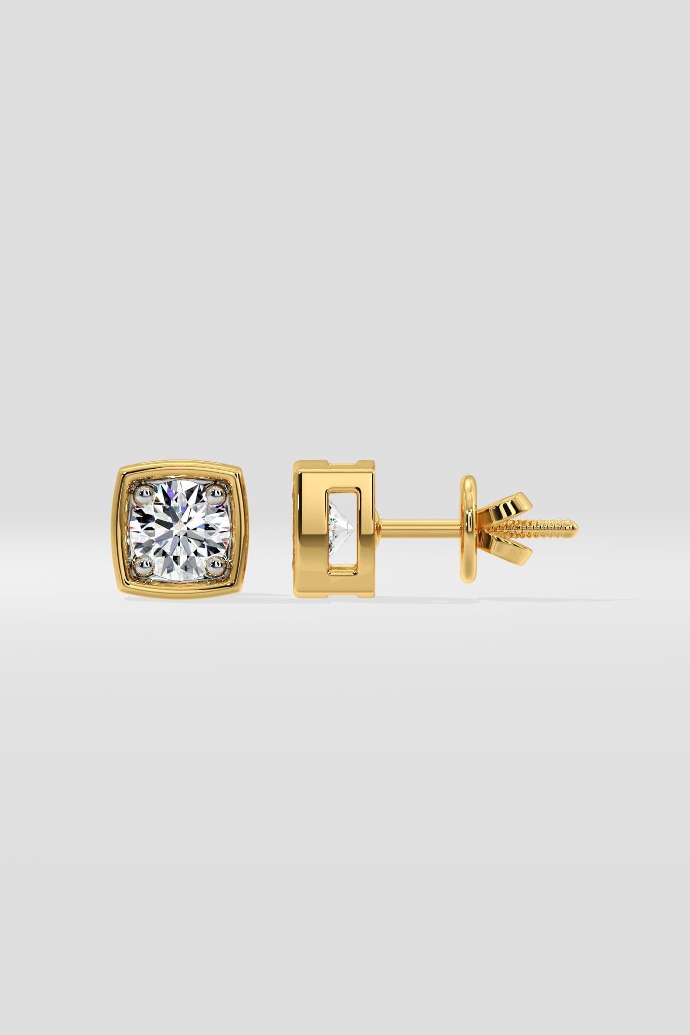 1 ct Bezel Cushion Studs