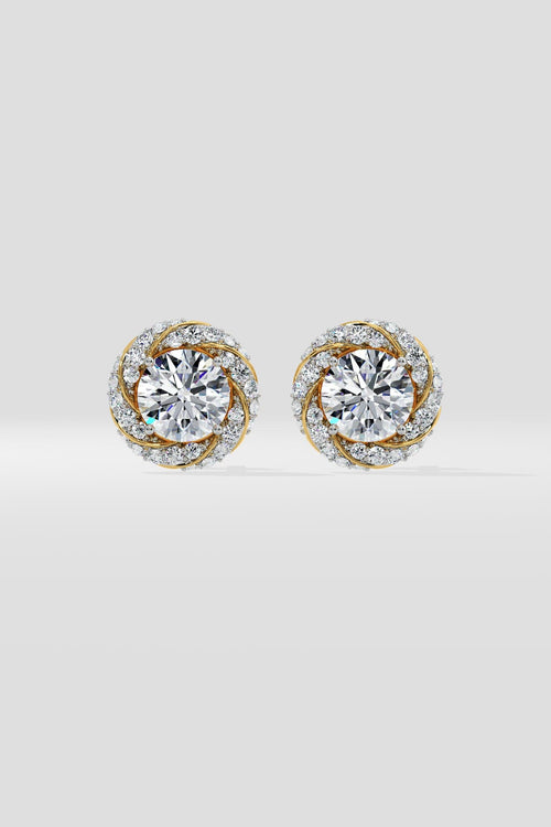 1 ct Swirl Halo Earrings