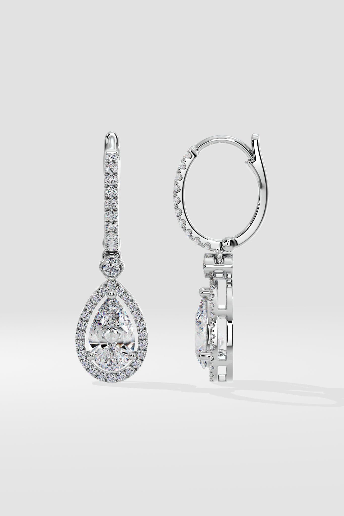 2 ct Pear Halo Drops