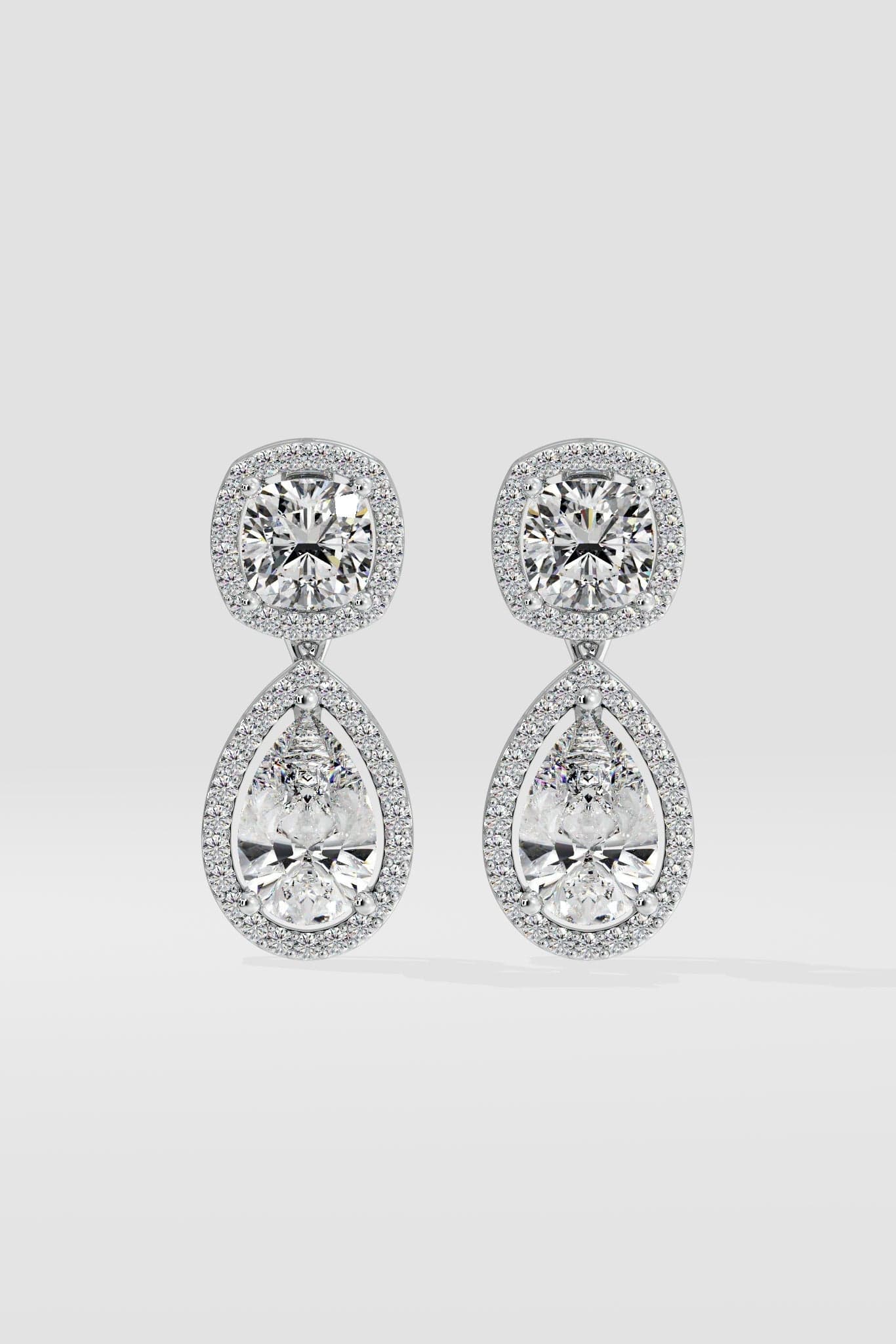 Pear Halo Drop Earrings