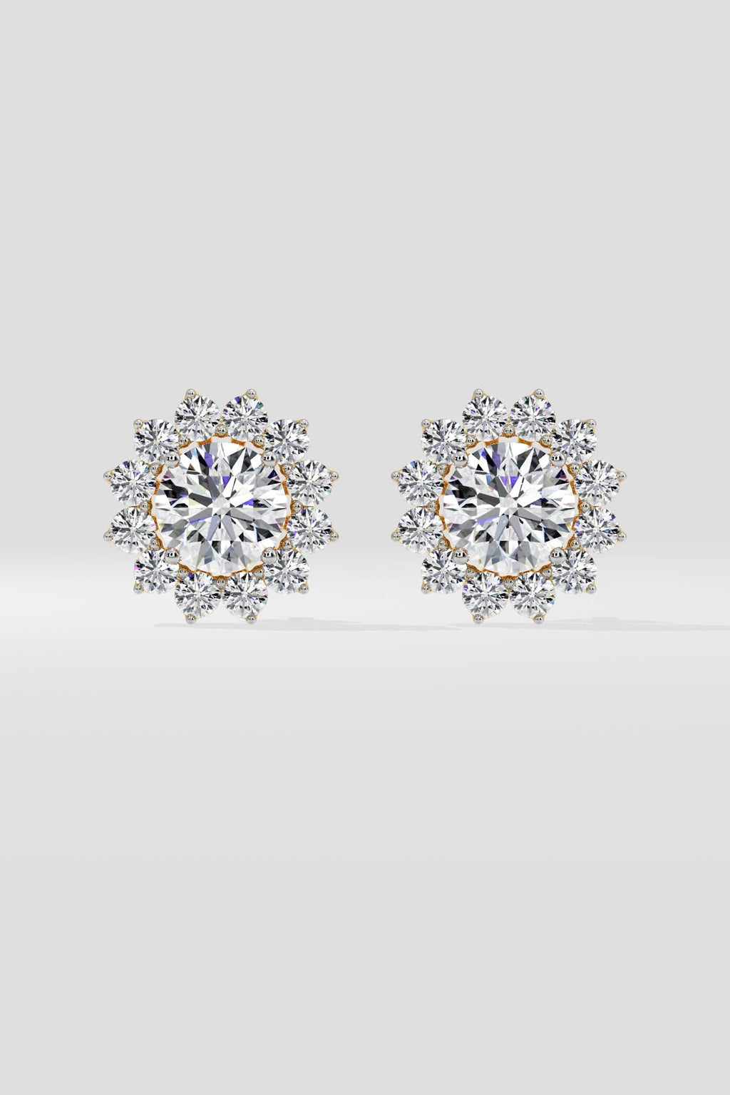 2 ct  Sunflower Halo Solitaire Studs