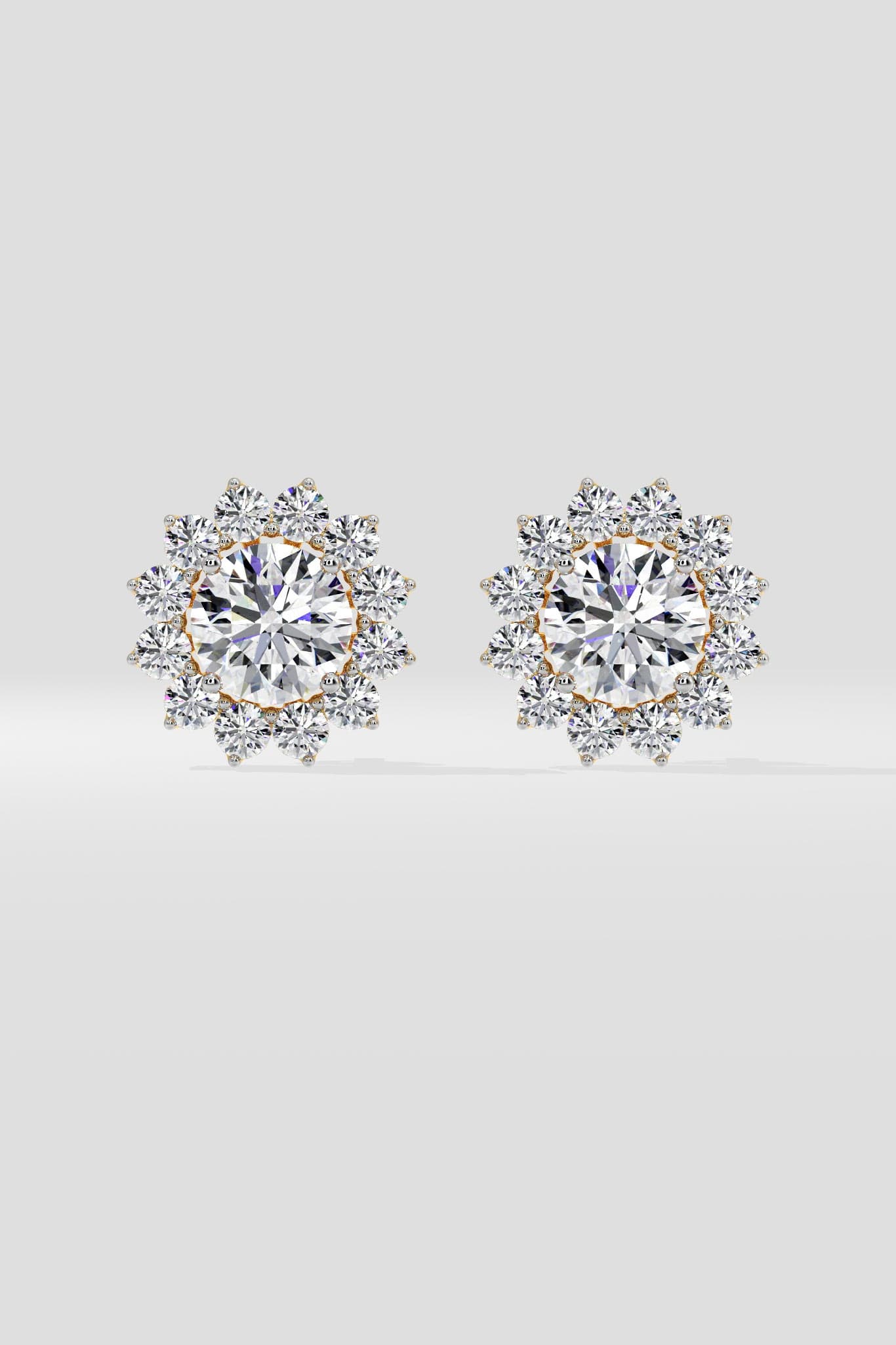 2 ct  Sunflower Halo Solitaire Studs
