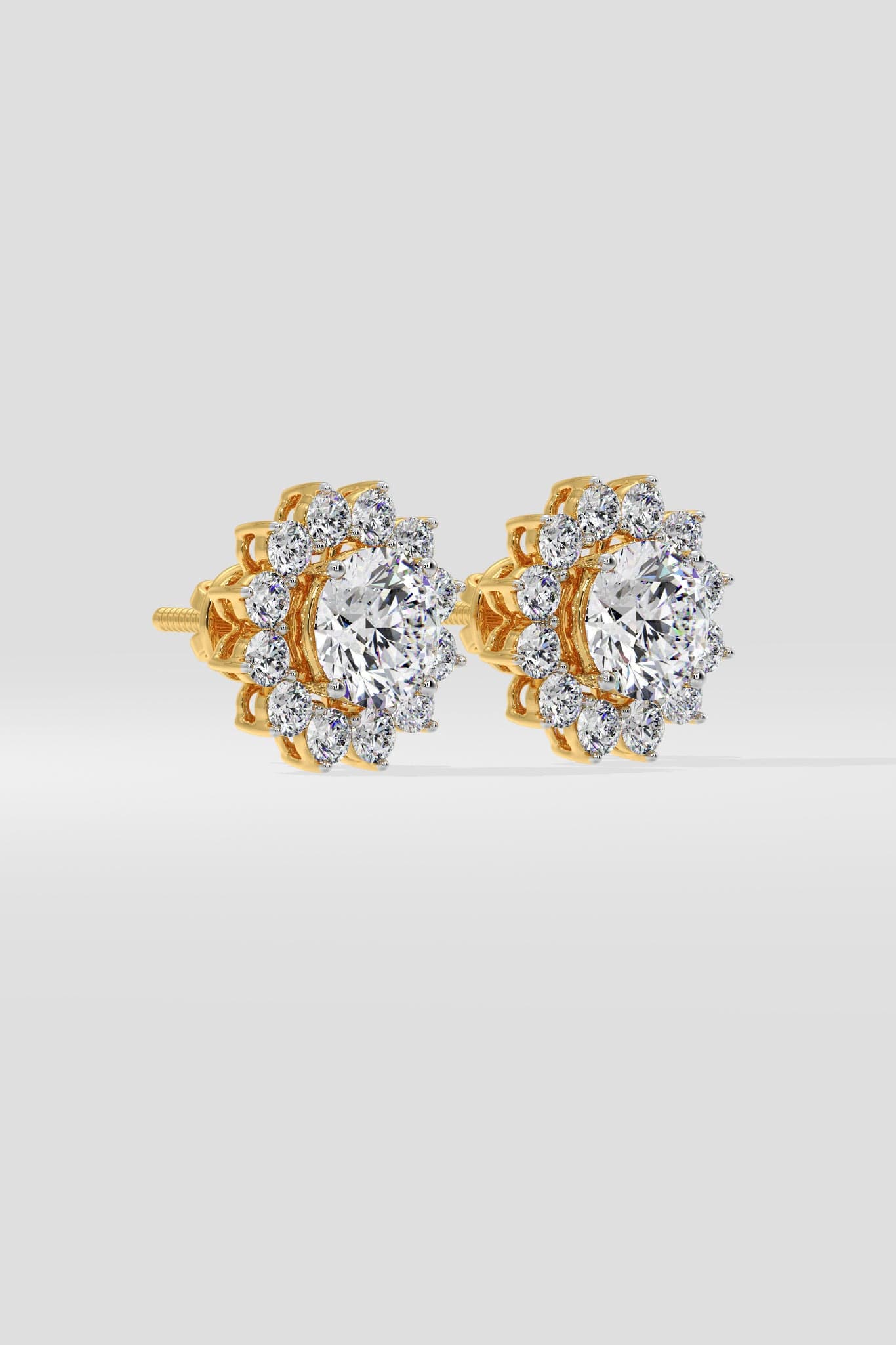 2 ct  Sunflower Halo Solitaire Studs