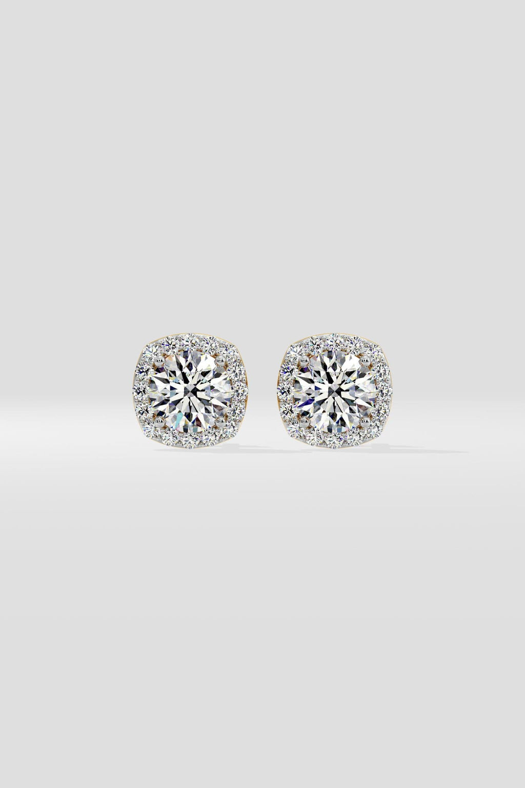 1 ct Cushion Halo Studs