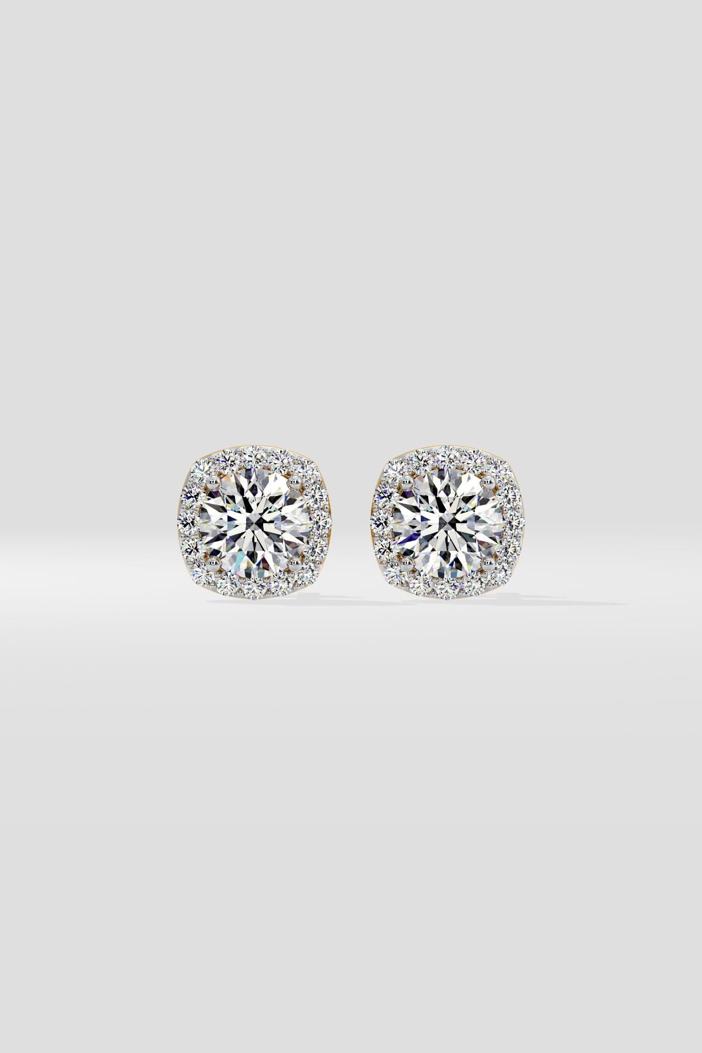 1 ct Cushion Halo Studs