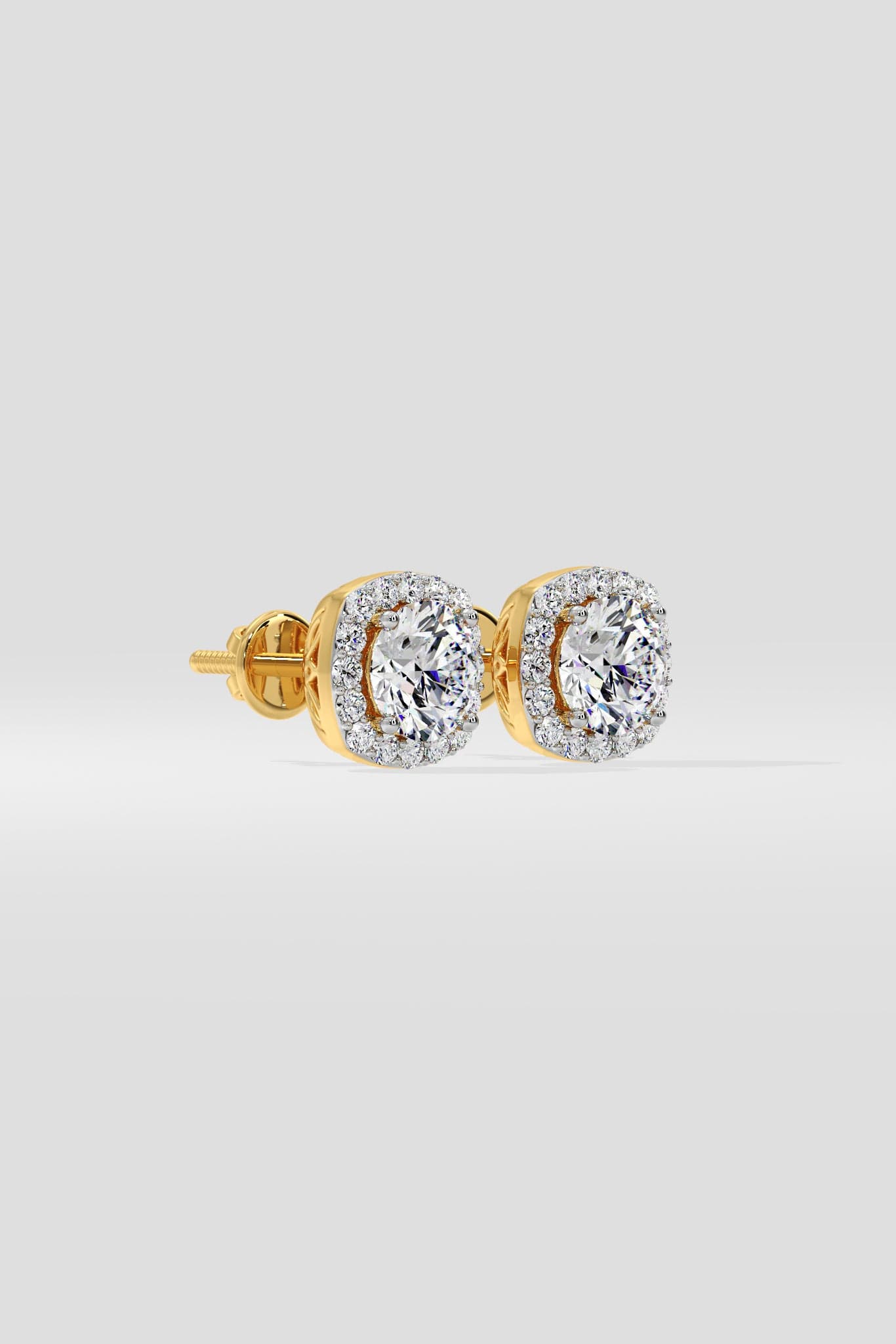 1 ct Cushion Halo Studs