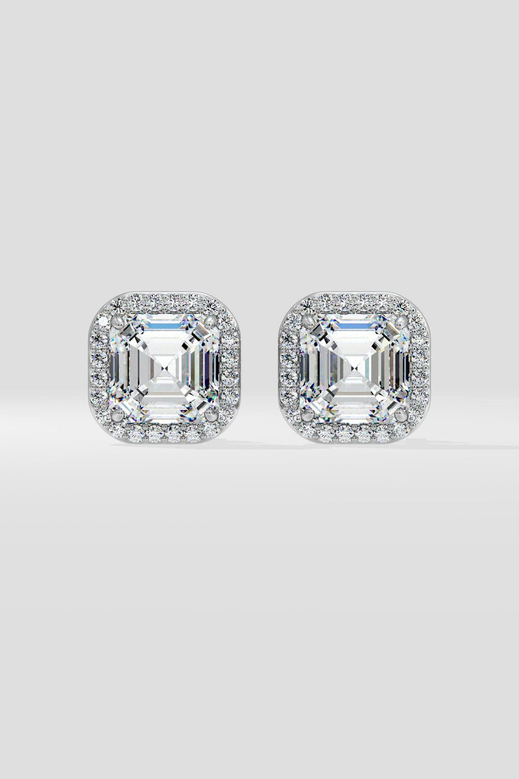 4 ct Asscher Halo Studs