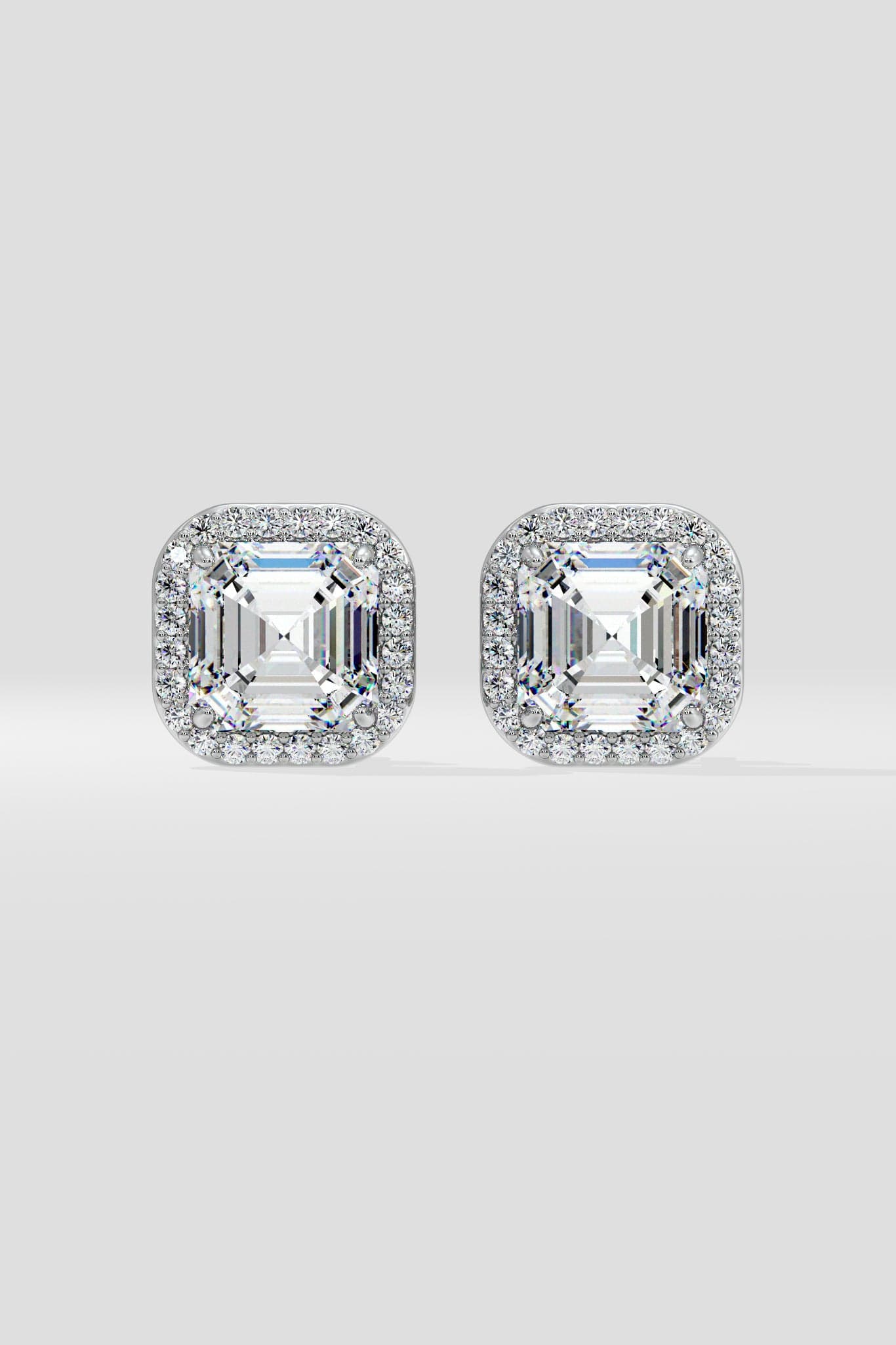 4 ct Asscher Halo Studs