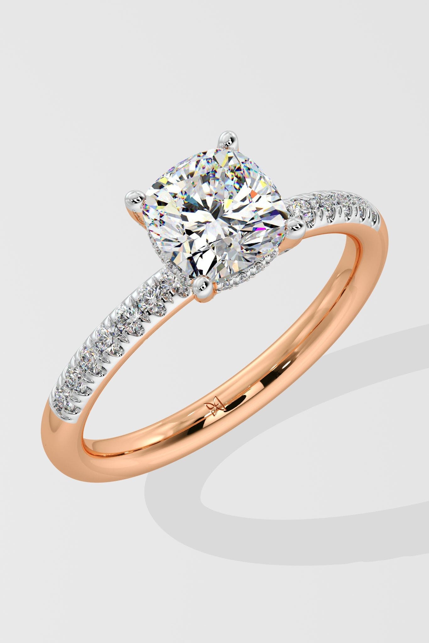1 ct Cushion Hidden Halo Ring