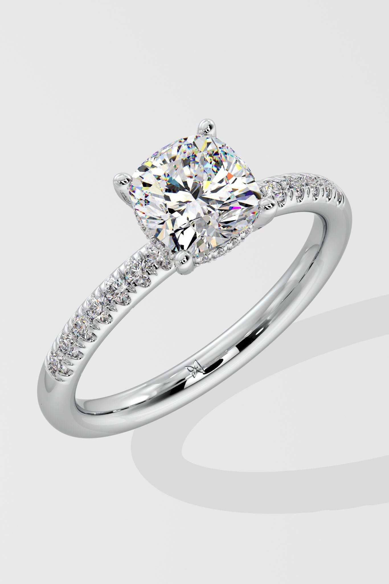 1 ct Cushion Hidden Halo Ring