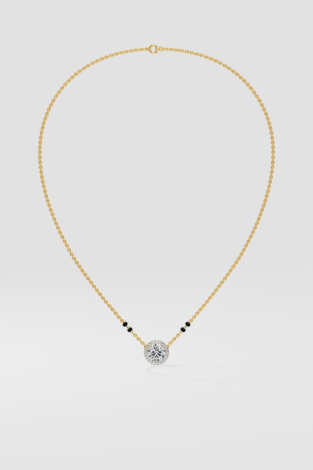 1 ct Solitaire Halo Mangalsutra