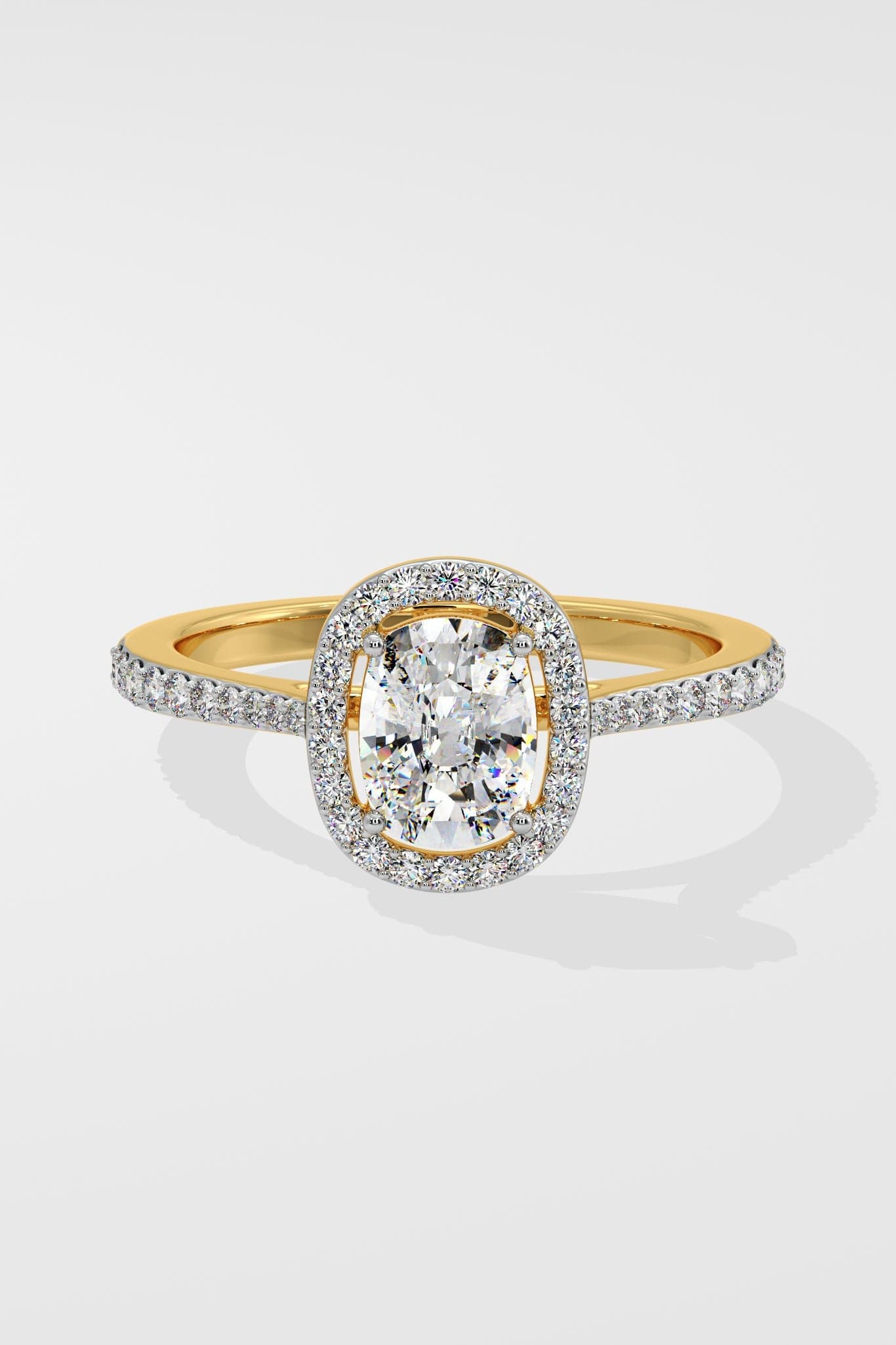 1 ct Elongated Cushion Halo Ring
