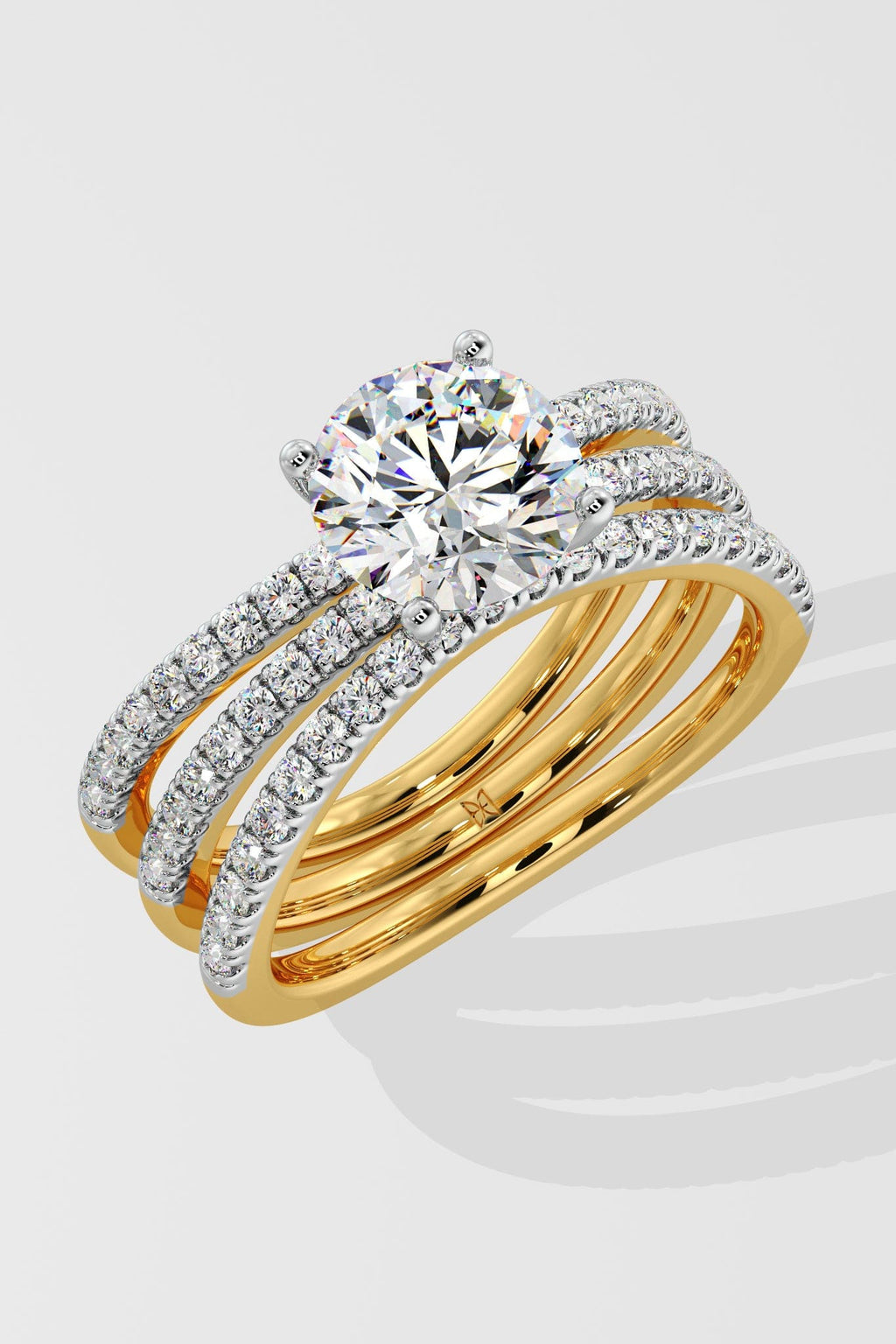 1.5 ct Triple Band Solitaire Ring