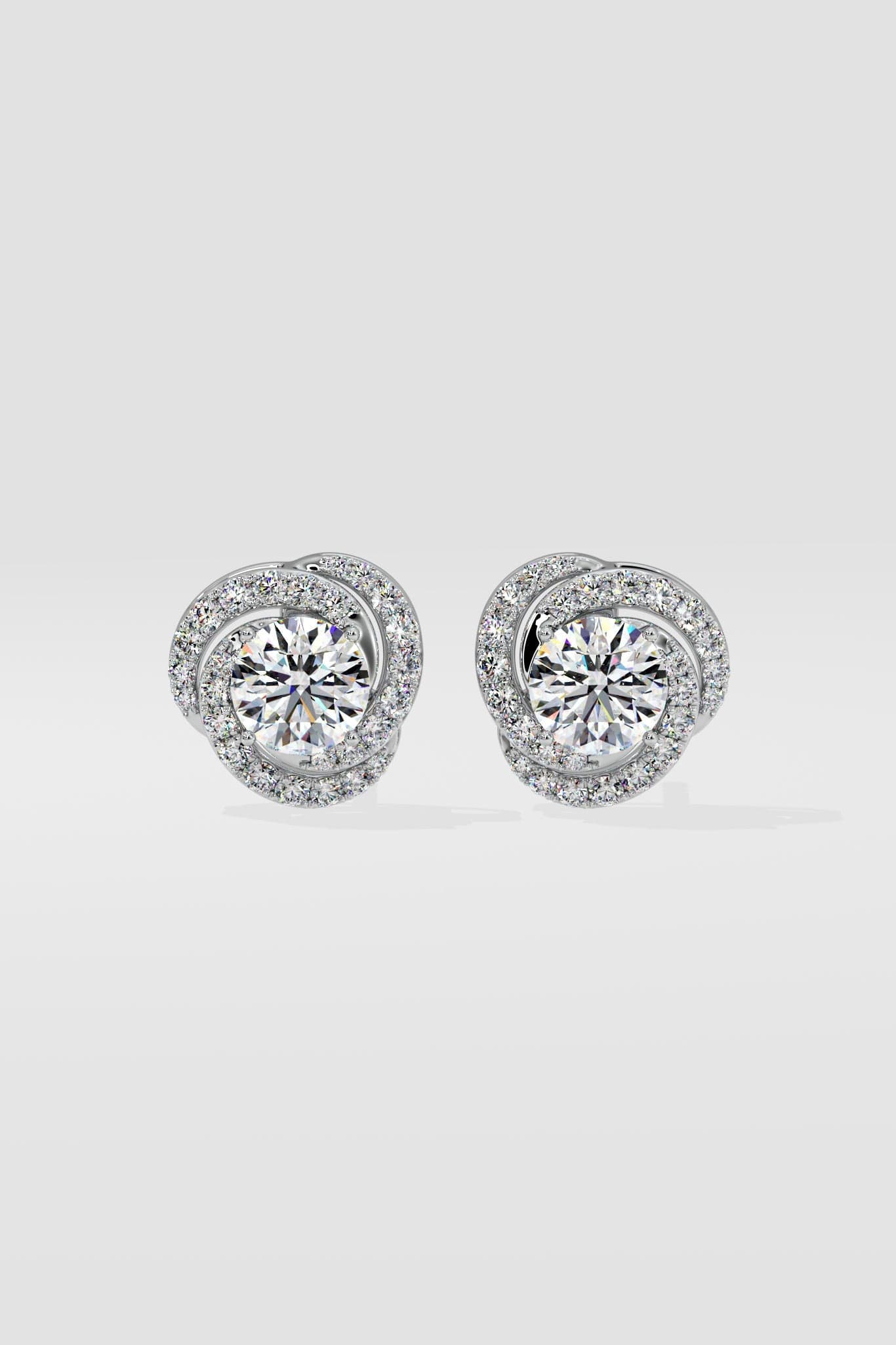 2 ct Solitaire Swirl Halo Earring