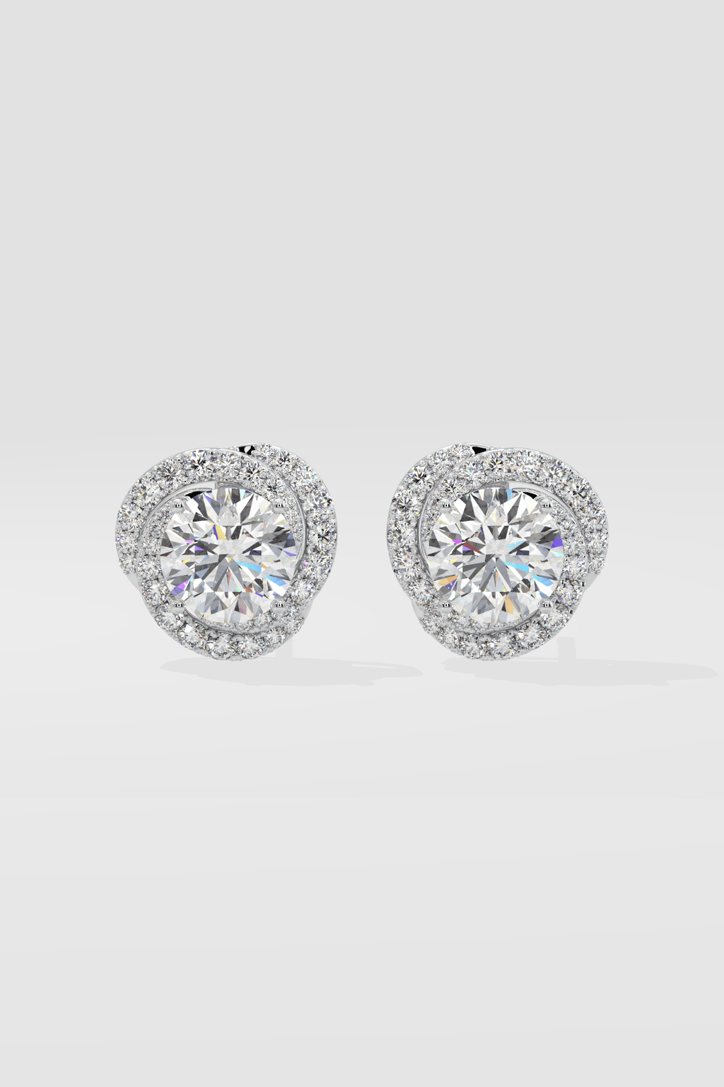 6 ct Solitaire Swirl Halo Earring